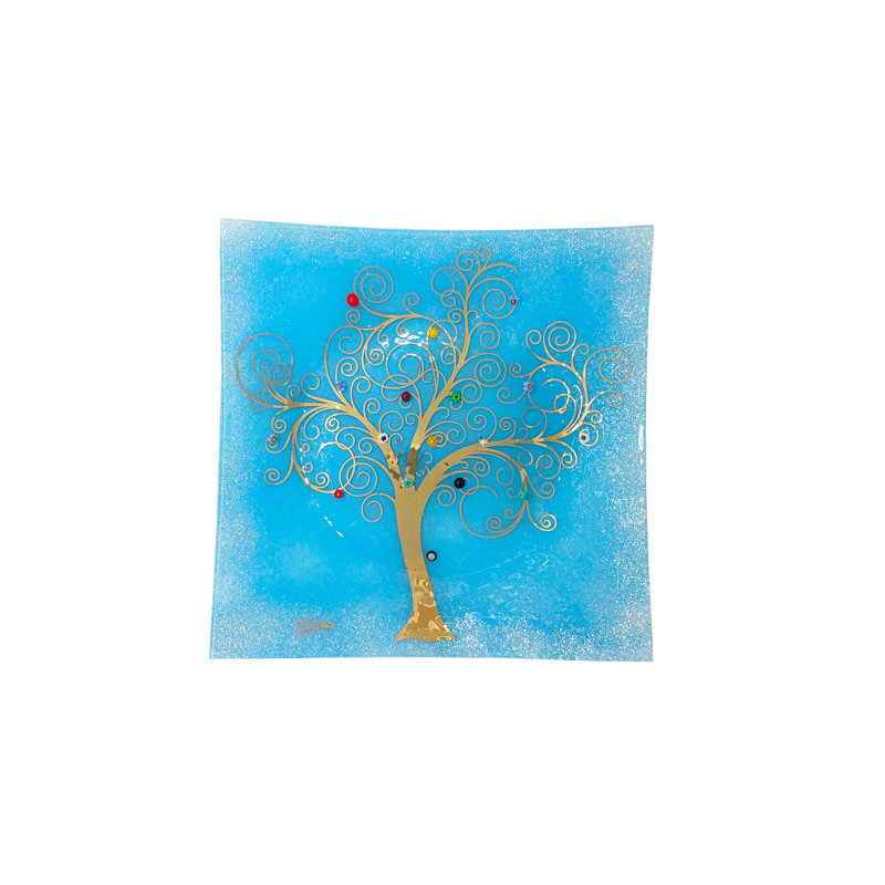 Clinkscales Glass Decorative Plate 1, Light Blue, 2cm H x 29cm W x 29cm D