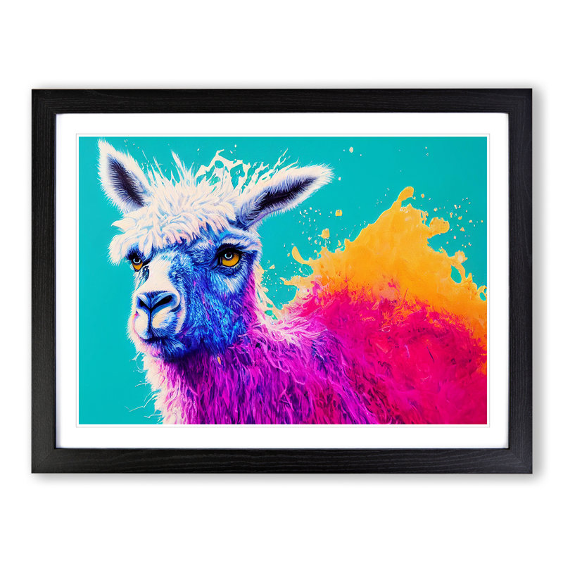 Llama Splash Vol.4 Abstract - Single Picture Frame Print, Black, 46cm H x 64cm W