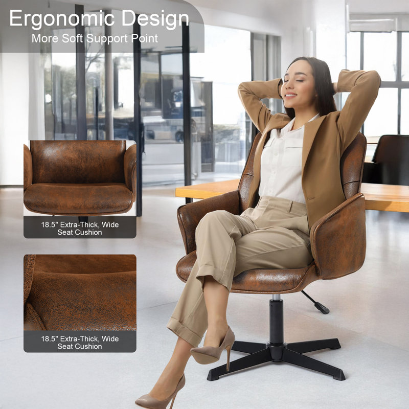 Chaise de bureau Cannoy, Brun suède