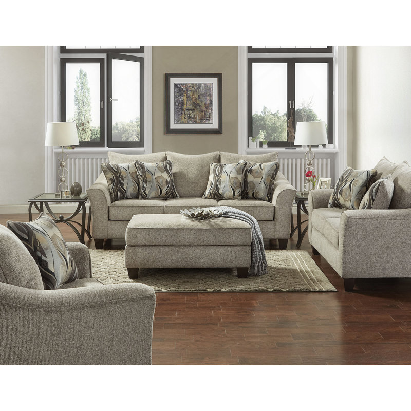 Platinum Fabric Cocktail Ottoman, Gray