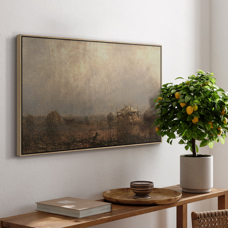 "Vintage Landscape-CCVV" sur toile, H 27 po x l 41 po, Bois naturel