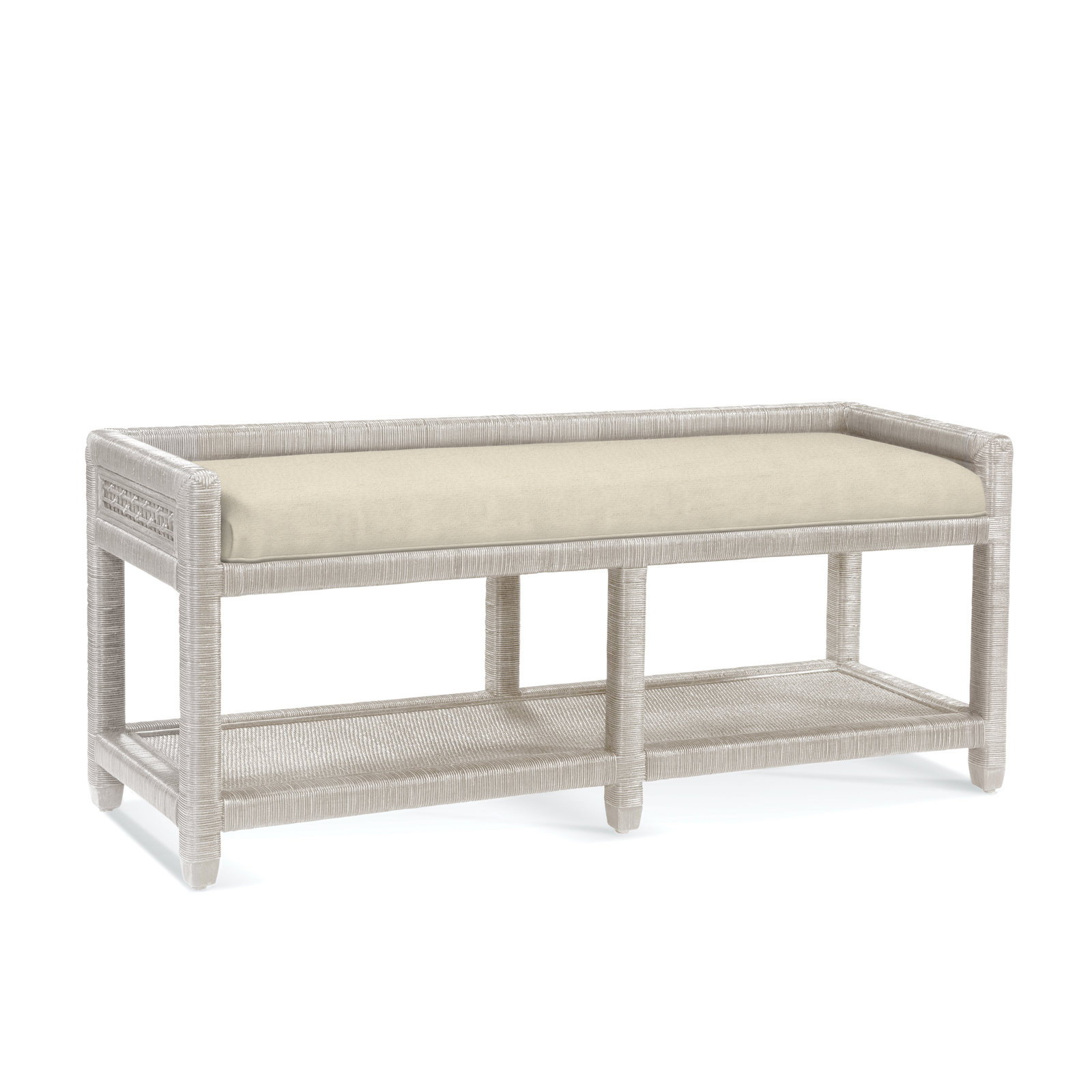 Silvio 54" Storage Bench, Antique Frost White, Ivory Crypton Performance; 0886-91