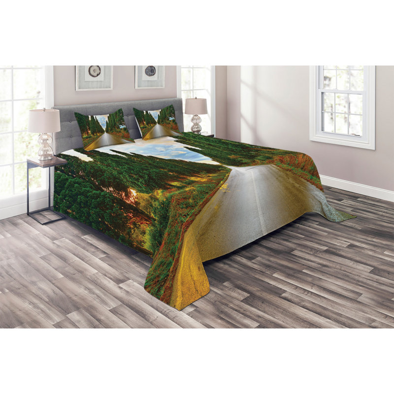 Rustic Polyester Coverlet, Queen Bedspread + 2 Shams