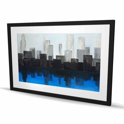 Blue City - Reproduction matte encadrée contemporaine pour la décoration intérieure