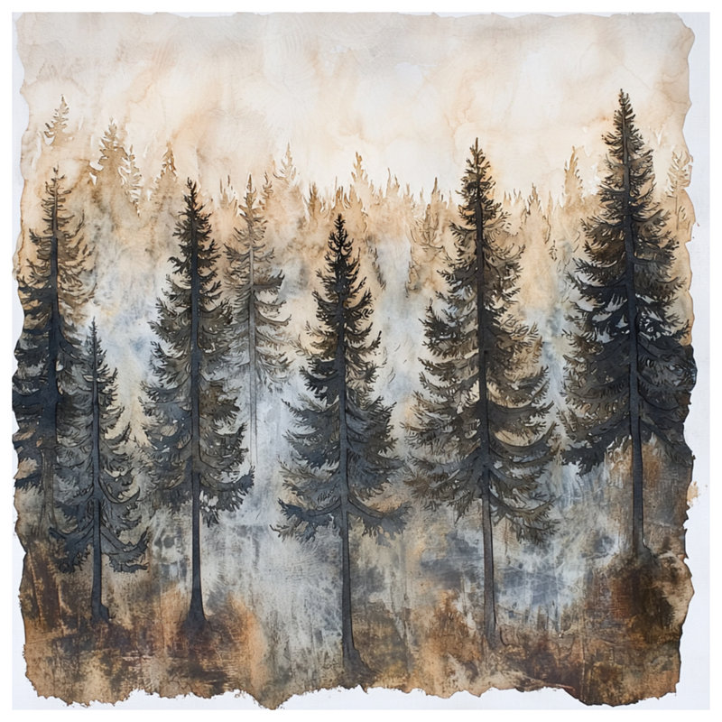 Misty Forest Landscape Comforter, Queen