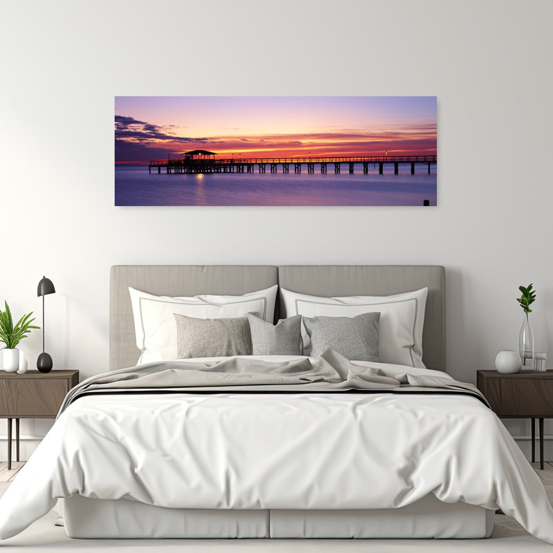 Coucher de soleil, art mural Pier, H 20 po x l 60 po