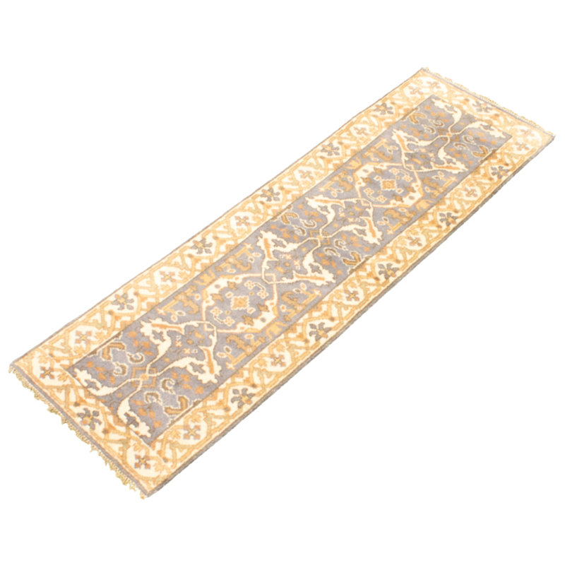Tapis de couloir en laine noué à la main de conception unique noué à la main New Age 2 pi 6 po x 7 pi 9 po Tapis décoratif gris/beige