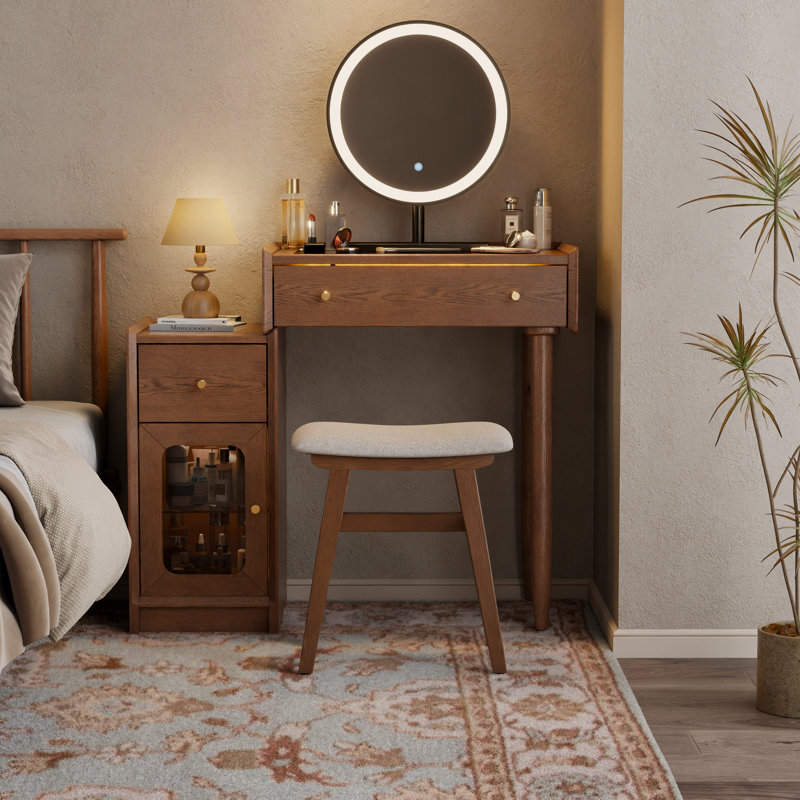 Mirror with Marble Base & Dimmable LED