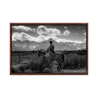 Cowboy On Cattle Drive Gather Angus/Hereford Cross Cows And Calves, San Juan Mountains, Colorado by Panoramic Images - Floater Frame Gallery-Wrapped Canvas Giclée on Canvas