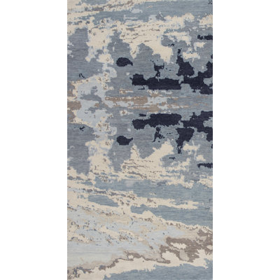 Nuage Wool Abstract Area Rug in Navy/Blue/Taupe