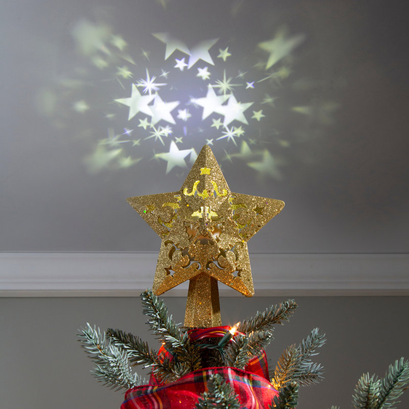Décoration pour sommet de sapin étoile à paillettes DEL, Or