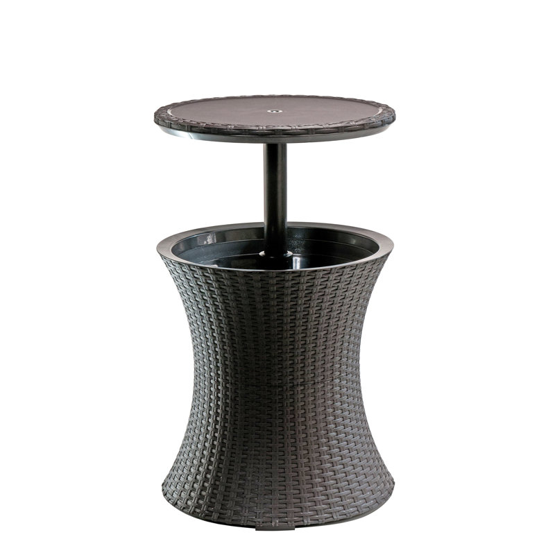 Artem Cool Bar Outdoor Patio Furniture and Side Table with 7.5 Gallon Beer and Wine Cooler Pop-up Cocktail Table 2in 1 Combo
