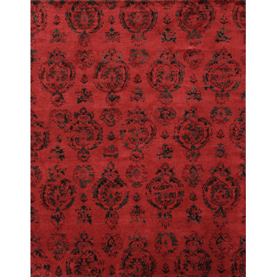 Tapis rouge noué à la main Zately Fire Engine Katelyn