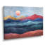 Décoration murale rouge et bleu abstrait coucher de soleil montagne II - paysage montagnes-650464363-650464355