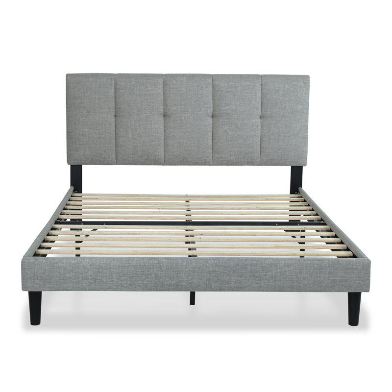 Dajai Upholstered Unfinished Platform Bed, Queen, Light Gray