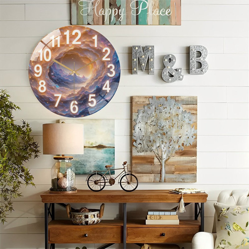 Horloge murale en verre 1-12 po