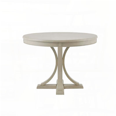 Round Dining Table with Solid Wood Pedestal Legs – Antique Cream
