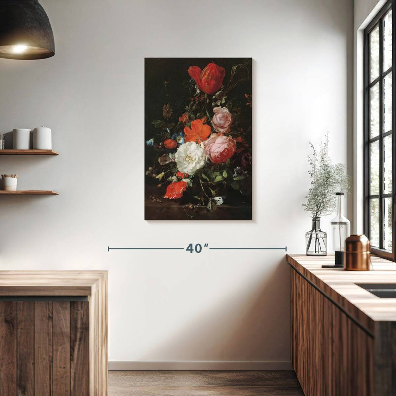 Vase Harnek avec fleurs 1715, H 36 po x l 24 po