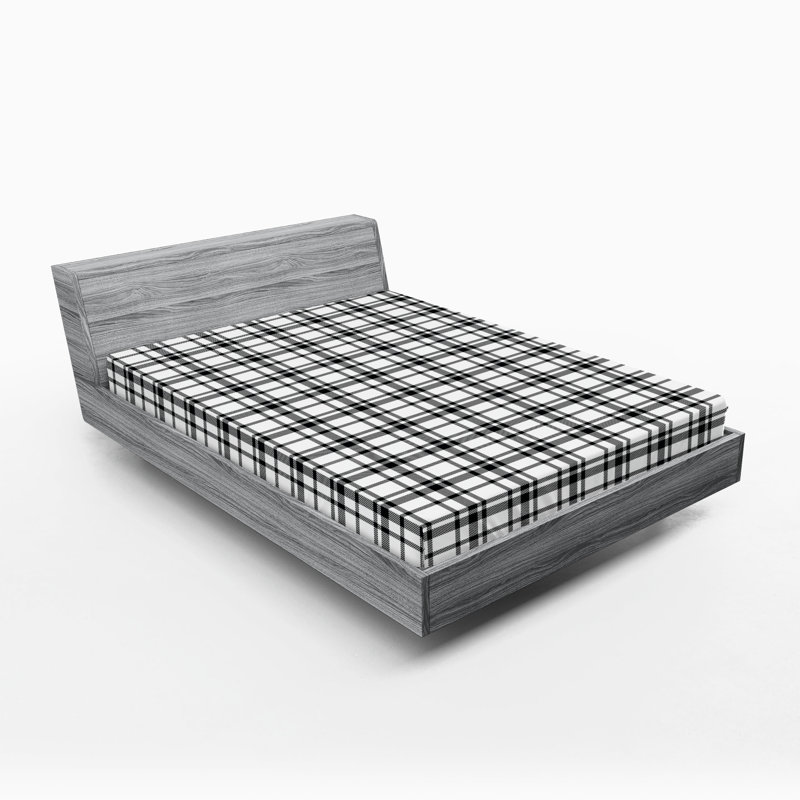 Drap-housse Ambesonne, paquet de 2, Drap-housse de taille double, Noir / blanc carreauté