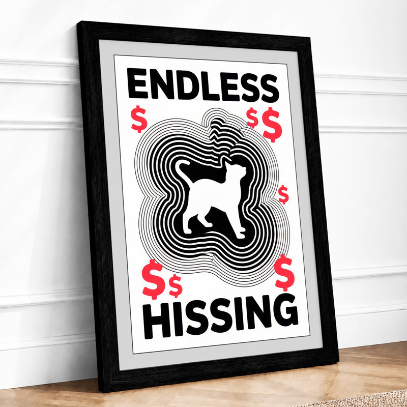 Endless Hissing Typography - Framed Print, A1 - 84.1 x 59.4 cm, Black