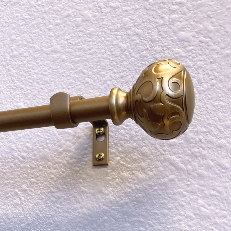 Tringle à rideaux simple réglable en métal Eichen, 26 po à 48 po de largeur, Laiton rétro