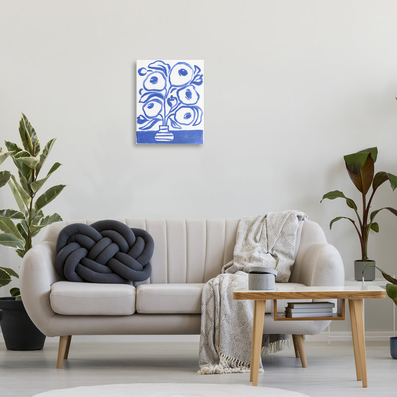 Art mural moderne sur toile, "Modern Blue Vase" par June Erica Vess, H 20 po x l 16 po