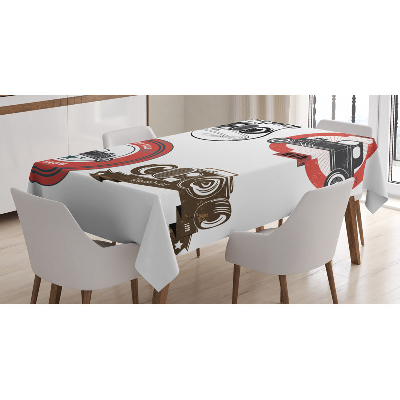 Cars Art Automotive Emblem Print Tablecloth, 90" L x 60" W