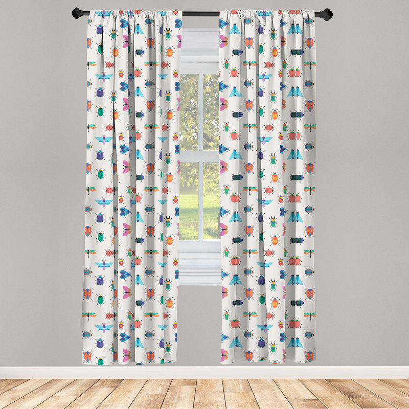 Paire de rideaux semi-transparents avec passe-tringle Ladybug, 28 po x 63 po