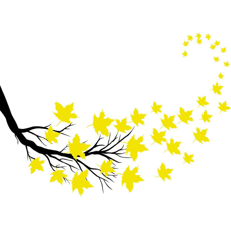 Ensemble de literie murales pour salle de salon 37 pièces en branches tree, Noir et jaune