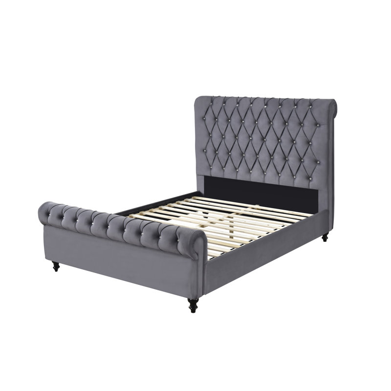 Harkness Upholstered Wingback Bed, California King, Dark Gray