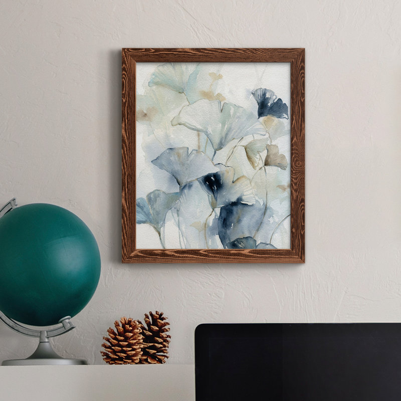 Indigo Ginkgo I - peinture sur toile encadrée, Érable, H 37,5 po x l 27,5 po x P 1,5 po