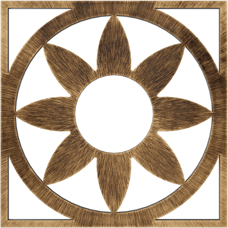 Médaillon 34 po x 34 po x 11 3/4 po x P 1 po Blume, H 34 po x l 34 po x P 1 po, Bronze vieilli