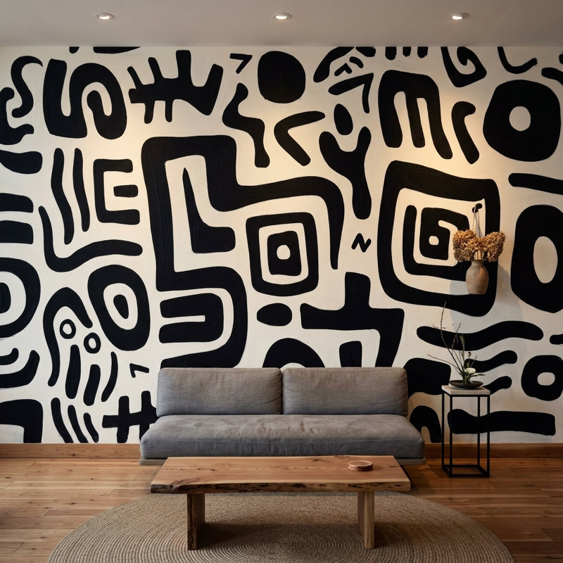 Papier peint abstrait moderne à motif abstrait, Texturé non collé, 100 po x 96 po