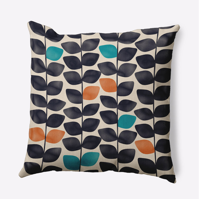 Coussin intérieur / extérieur Leaves and Branches, H 18 po x l 18 po, Taupe, Carré