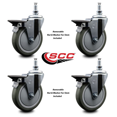 Polyurethane 10MM Threaded Stem Caster with Brake