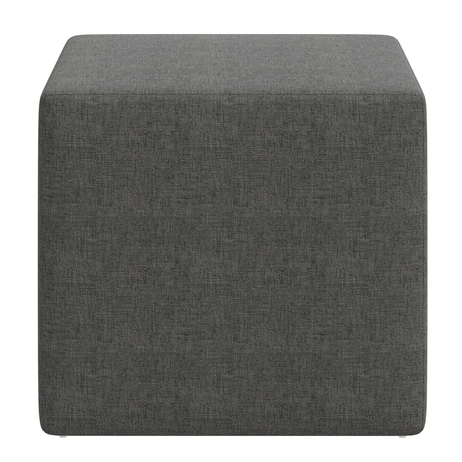Bence Upholstered Ottoman, Zuma Charcoal Textured Linen