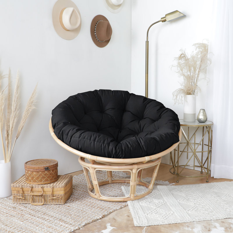 Coussin intérieur / extérieur Sunbrella Papasan, L 48 po x P 48 po, Polyester, Noir