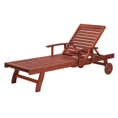 Bridgnorth 200 cm Long Reclining Acacia Single Chaise with Cushions