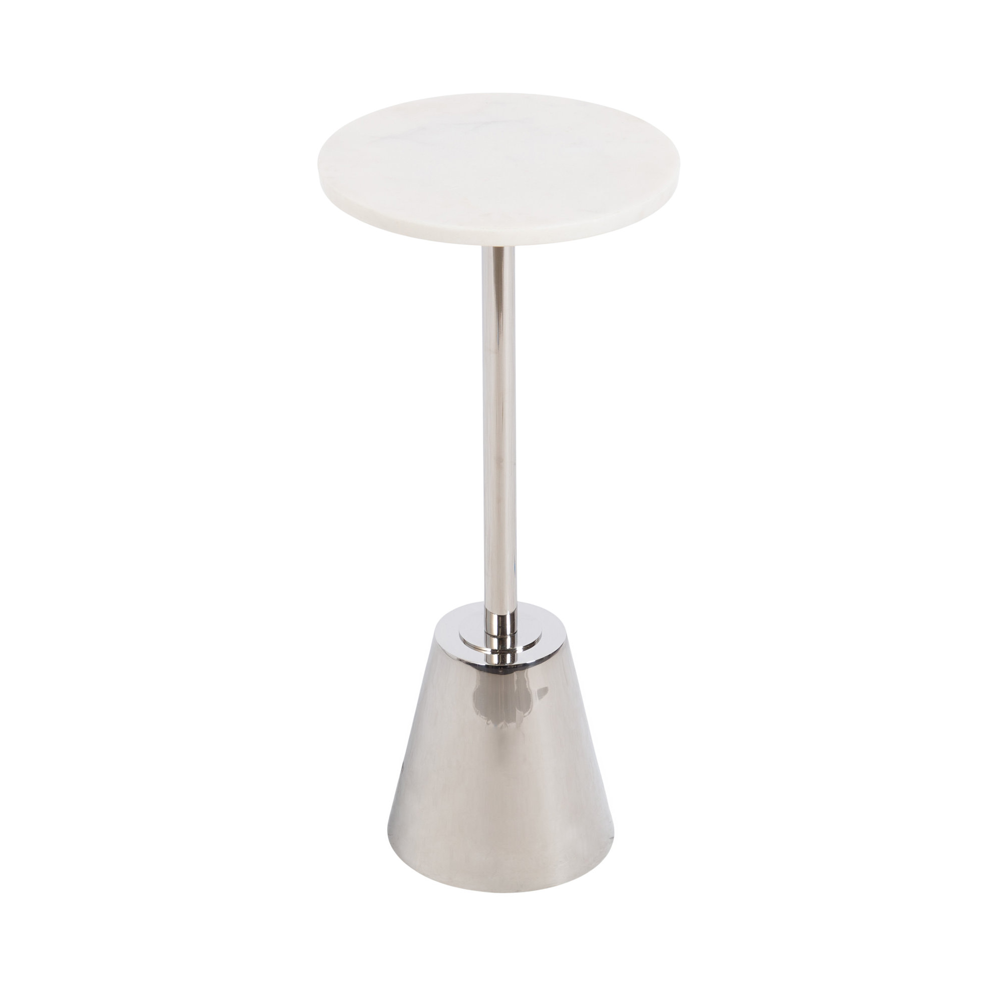 Cemil End Table, Silver, White, 23.25" H x 14" W x 14" D