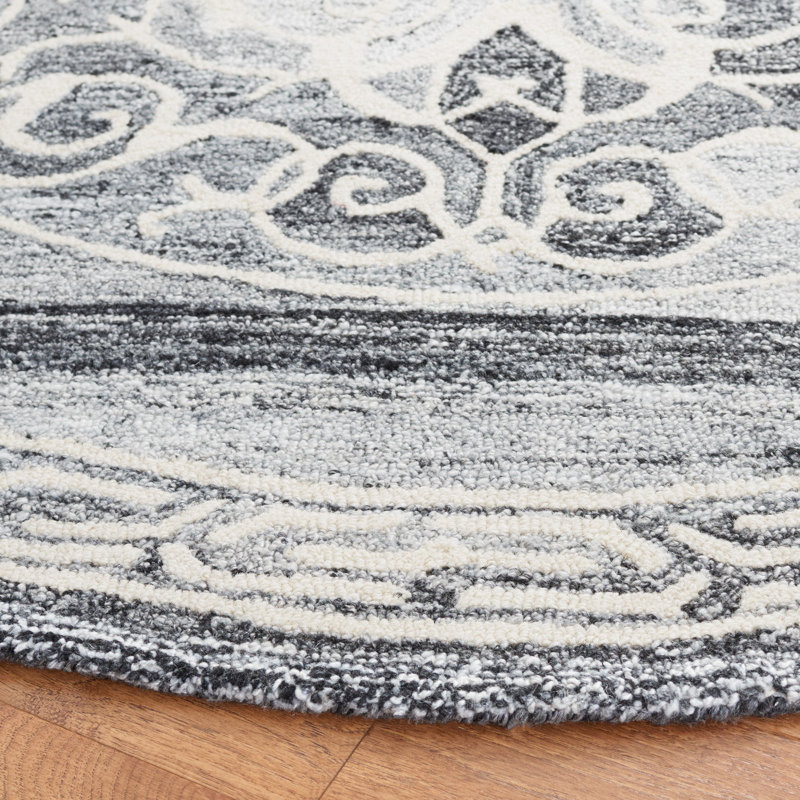 Dumitriana Hand Tufted Performance Geometric Rug, Round 6'