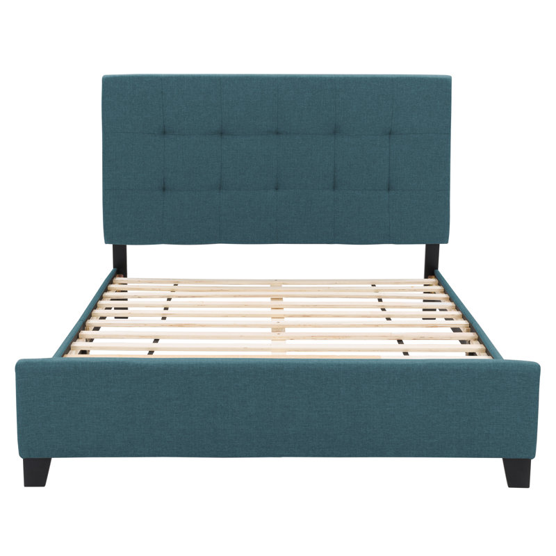 Upholstered Slat Bed, Queen, Blue