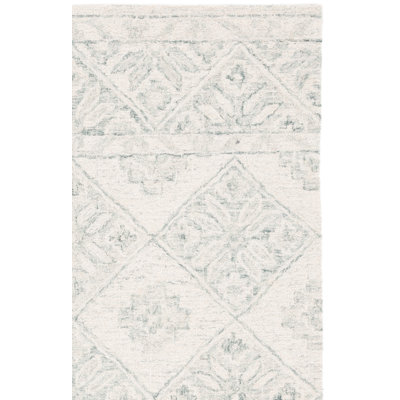 Tapis marocain beige / vert en laine / coton touffeté à la main Martha Stewart