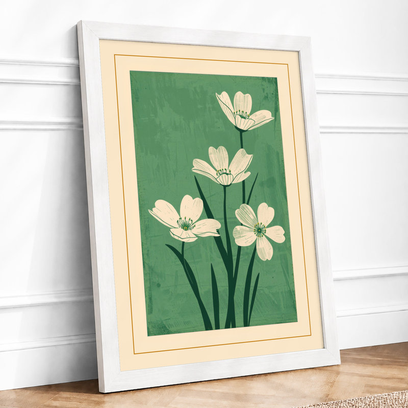 Blooms Botanical - Framed Print, A2 - 59.4 x 42.0 cm, White
