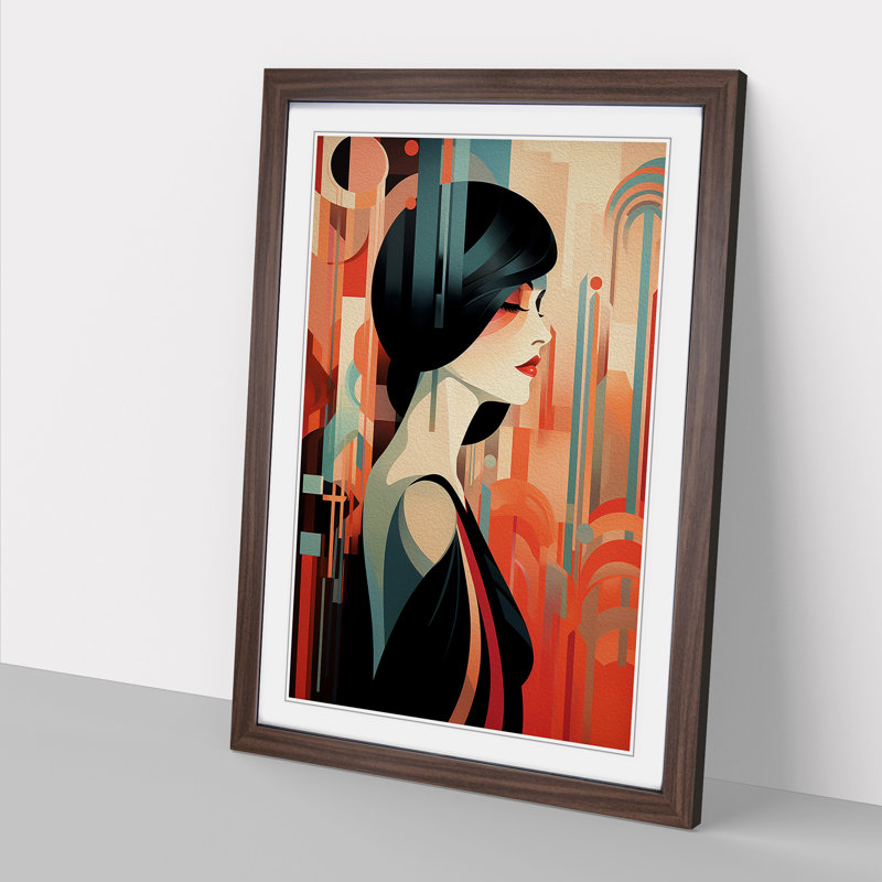 Single Picture Frame Print on Wood, 64cm H x 46cm W, Walnut Framed
