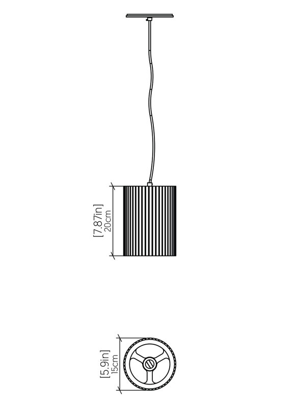 Living Hinges 1 - Light Pendant, 7.87" H x 5.9" W x 5.9" D, Imbuia
