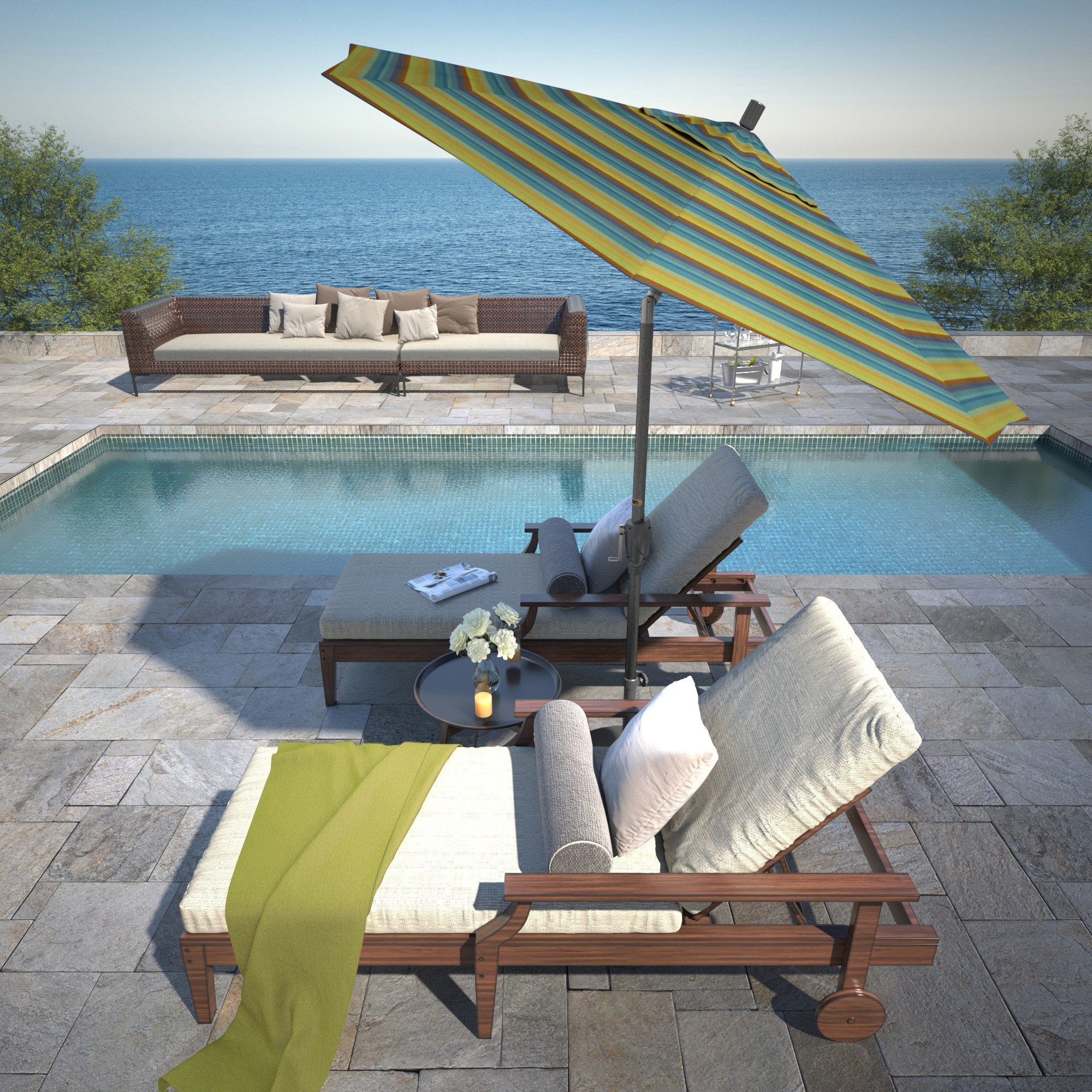 Lexia 90'' Sunbrella® Outdoor Umbrella, Astoria Lagoon Sunbrella®