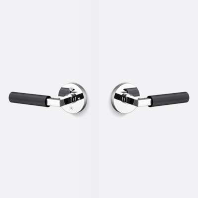 Rosette d'intimité ronde Levanto en chrome poli, poignée moletée en noir mat