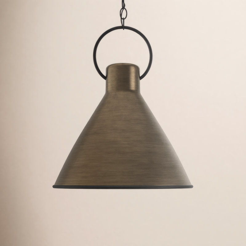 Luminaire suspendu conique à 1 lumière Dax, H 21,5 po x l 18 po x P 18 po, Laiton antique foncé