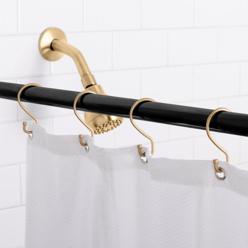 Satin Gold Metal S-Hook Shower Curtain Rings, 12 Pack