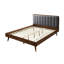 Mid - Century Inspired Queen Size Bed Frame, Solid Wood And , Gold Tone Legs, Slat Support For Comfort Bed: Linen Upholstered,